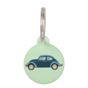 Médaillon Pour Animaux voiture cool bleu rétro avec des menottes