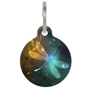 Médaillon Pour Animaux Vol de libellule verte lumineuse