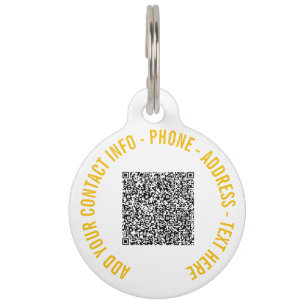 Médaillon Pour Animaux Votre exemple de texte personnalisé de code QR pou