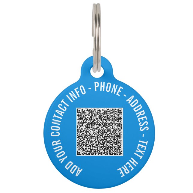 Médaillon Pour Animaux Votre texte d'information de code QR Étiquette d'i (Devant)