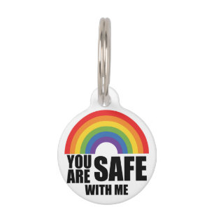 Médaillon Pour Animaux Vous Êtes En Sécurité Avec Moi LGBTQ Rainbow Pride