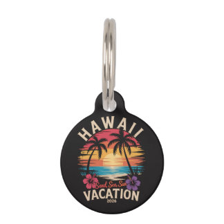 Médaillon Pour Animaux Voyage à Hawaï 2026 Vacances d'été Plage