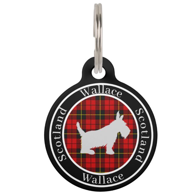 Médaillon Pour Animaux Wallace Tartan & Scottie Dog Personnalisé (Devant)