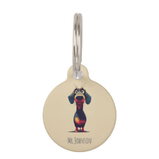 Médaillon Pour Animaux  Whimsical Dachshund Character Illustration
