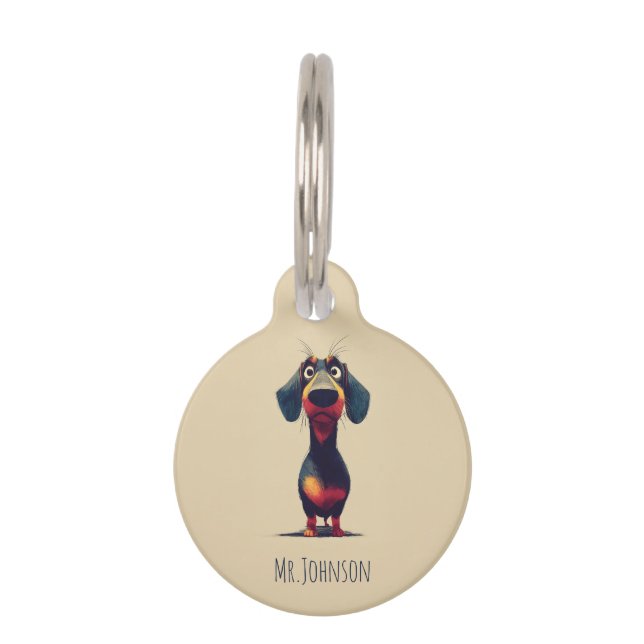 Médaillon Pour Animaux  Whimsical Dachshund Character Illustration (Devant)