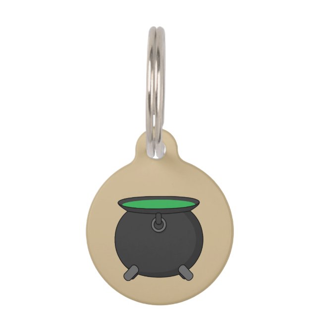 Médaillon Pour Animaux Witch Cauldron | Ajouter un nom (Devant)