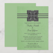 Médaillon vert - Invitation de mariage frontalier (Devant / Derrière)