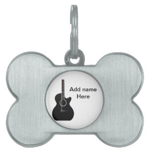 Médaillons Pour Animaux Domestiques Ajouter votre nom texte brun acoustique guitare éd