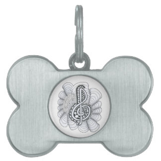 Médaillons Pour Animaux Domestiques Amateurs de musique Treble Clef Design