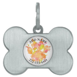 Médaillons Pour Animaux Domestiques Aquarelle Pawprint chien Nom personnalisé