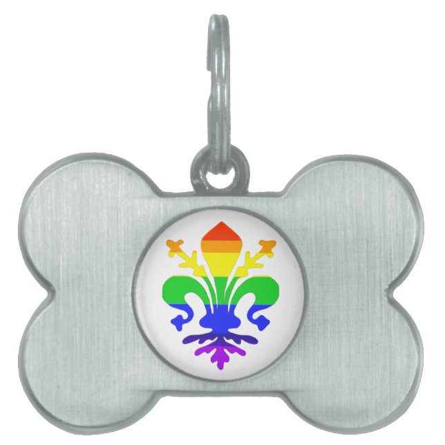 Médaillons Pour Animaux Domestiques Arc-en-ciel stylisé Fleur de Lis (Devant)