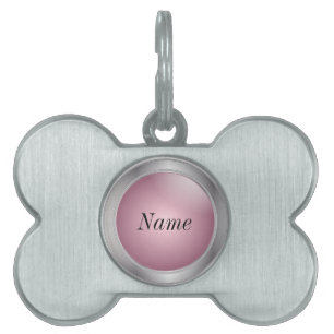 Médaillons Pour Animaux Domestiques Argent et rose   Nom do-it-yourself