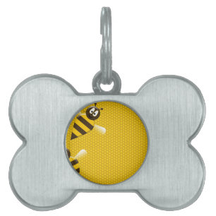 Médaillons Pour Animaux Domestiques Art de motif d'abeilles d'abeille d'or jaune de