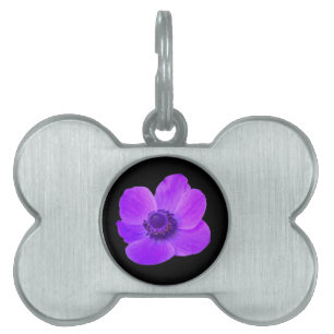 Médaillons Pour Animaux Domestiques Balise de animal de compagnie d'anémone violet