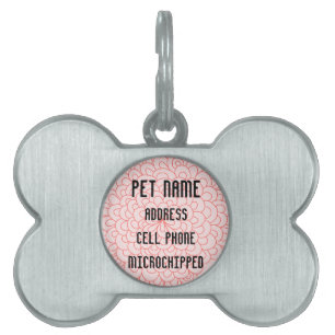Médaillons Pour Animaux Domestiques Balise personnalisée Fleur rose mignonne