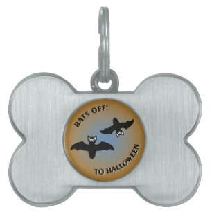 Médaillons Pour Animaux Domestiques Bats d'Halloween bleu orange