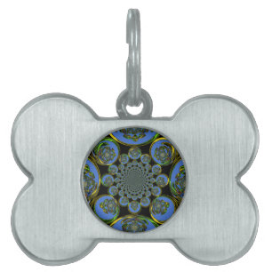 Médaillons Pour Animaux Domestiques Beau cool royal bleu noir kaléidoscope art