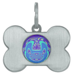 Médaillons Pour Animaux Domestiques Beau cyan bleu kaléidoscope vectoriel design