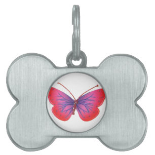 Médaillons Pour Animaux Domestiques Beau papillon rouge Extraordinaire rose et violet
