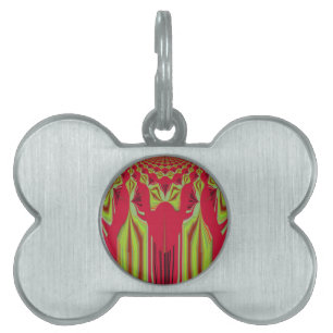 Médaillons Pour Animaux Domestiques Belle Belle Art Tribal Africain Rouge et Jaune