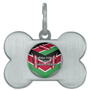 Médaillons Pour Animaux Domestiques Belle Belle Cube Kenyane Drapeau avec salutation