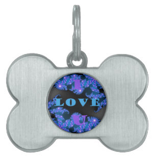 Médaillons Pour Animaux Domestiques Belle Galactique Blue Love Texte Motif Design,