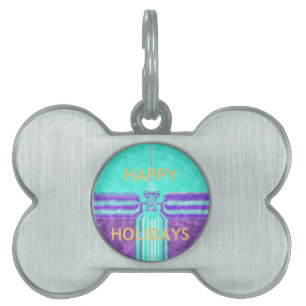 Médaillons Pour Animaux Domestiques Belle Happy Holidays Blue Cyan conception vectorie