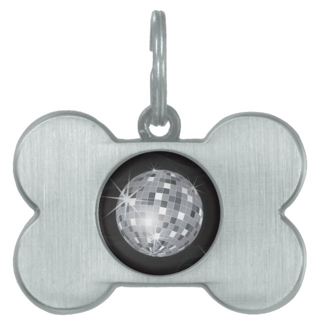 Médaillons Pour Animaux Domestiques boule disco argent (Devant)