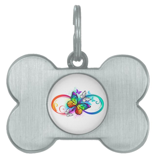 Médaillons Pour Animaux Domestiques Bright infinity with rainbow butterfly (Devant)