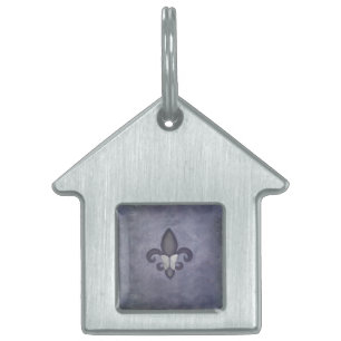 Médaillons Pour Animaux Domestiques Butterfleur violet Papillon sur Fleur de Lis