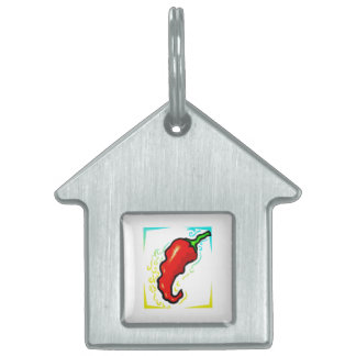 Médaillons Pour Animaux Domestiques Cadre déchiqueté de bleu de jaune de poivron rouge