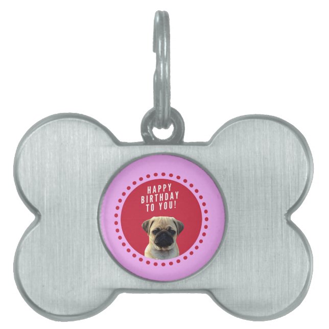 Médaillons Pour Animaux Domestiques Carlin mignon Chien Chien Heureux Anniversaire Chi (Devant)