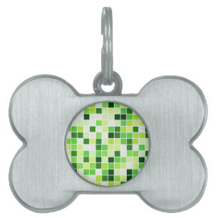 Médaillons Pour Animaux Domestiques Carreaux de Piscine, Carreaux de Mosaïque Verts, M