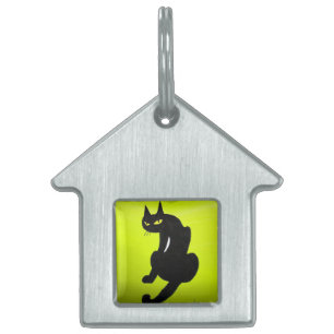 Médaillons Pour Animaux Domestiques CHAT NOIR, topaz jaune