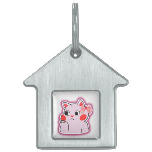 Médaillons Pour Animaux Domestiques Chaton Rose Ruban Fraise – Design de Dessin Animé