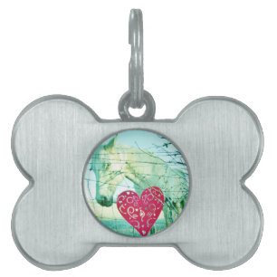 Médaillons Pour Animaux Domestiques Cheval Blanc Coeur Rouge Saint Valentin
