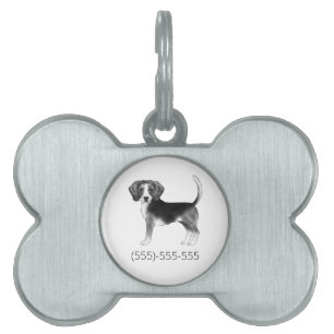 Médaillons Pour Animaux Domestiques Chien Beagle En Noir Et Blanc Avec Numéro De Télép