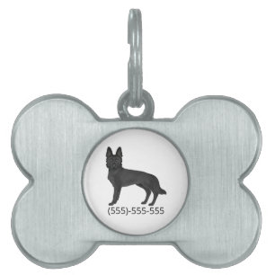 Médaillons Pour Animaux Domestiques Chien de berger allemand noir dessin animé et numé