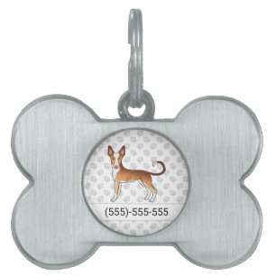 Médaillons Pour Animaux Domestiques Chien Ibizan Hound à poil lisse rouge et blanc & N
