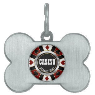 Médaillons Pour Animaux Domestiques Chip de poker en rouge foncé   PERSONNALISER