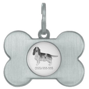 Médaillons Pour Animaux Domestiques Cocker Spaniel en noir et blanc & numéro de téléph