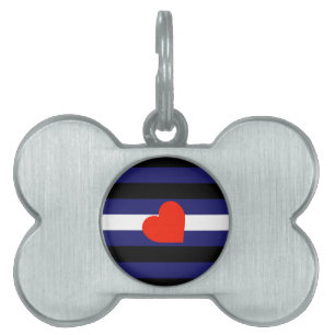 MÉDAILLONS POUR ANIMAUX DOMESTIQUES COEUR RAYÉ DE FIERTÉ EN CUIR HORIZONTAL - 2014