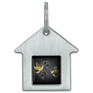 Médaillons Pour Animaux Domestiques Colibri noir et or