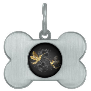 Médaillons Pour Animaux Domestiques Colibri noir et or