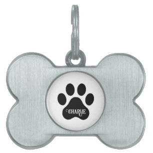 Médaillons Pour Animaux Domestiques Conception de silhouette de nom de patte de chien