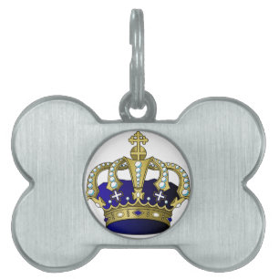 Médaillons Pour Animaux Domestiques Couronne royale de bleu et d'or