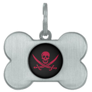 Médaillons Pour Animaux Domestiques Crâne et épées de Crimson Drapeau pirate de Calico