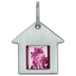 Médaillons Pour Animaux Domestiques CUISINE AVEC ROSES, Noir, Rose Blanc Rouge Fuchsia
