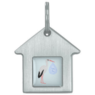 Médaillons Pour Animaux Domestiques Cute Blue Baby Boy Stork