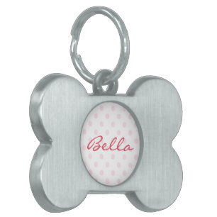 Médaillons Pour Animaux Domestiques Cute Retro Rose Pois Chat Chien Kitty Nom de la ra
